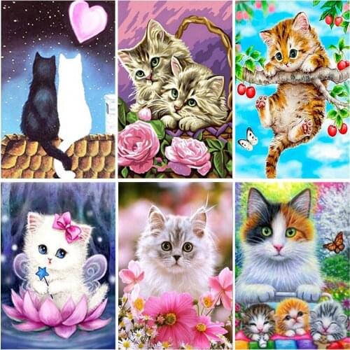DIY Cat 5D Diamond Painting Full Square Drill Resin Animal Diamont Embroidery Cross Stitch Mosaic Home Decor Wall Art Dropship