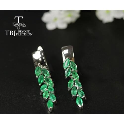 Long Natural Emerald earring precious gemstone green zambia emerald jewelry 925 sterling silver fine jewelry for women best gift