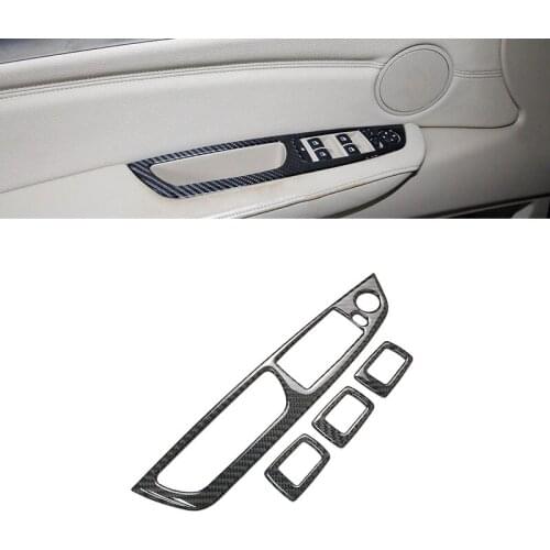 For BMW X5 X6 E70 E71 Car Styling Door Armrest panel covers Stickers Carbon fiber Window Glass Lifting Buttons Trim Accessories