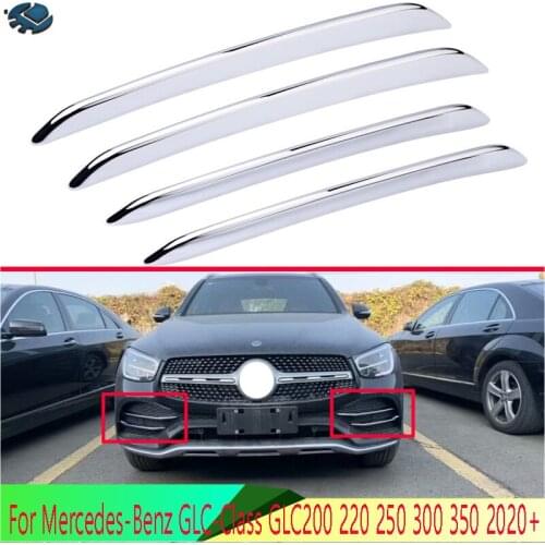 For Mercedes-Benz GLC-Class GLC200 220 250 300 350 2020 ABS Chrome Front Fog Light Lamp Cover Trim Molding Bezel Garnish