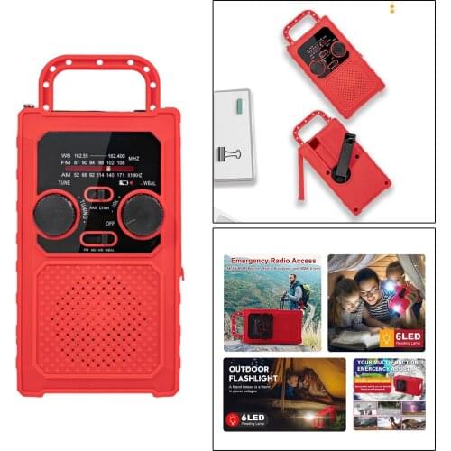 Emergency Solar Hand Crank Dynamo AM/FM/NOAA\WB Weather Radio Portable 5000mAh Power Bank USB Charger LED Flashlight SOS