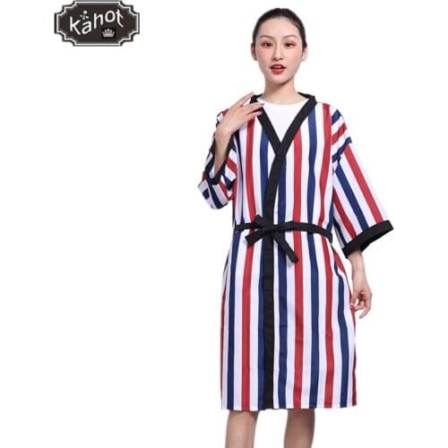 Salon Professional Hairdressing Retro Stripe Kimono Hairdressing Beauty SPA Guest Robe Barber Shop Customer Dye Hair Gown Apron