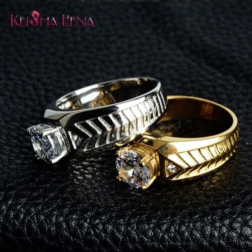 316L stainless steel Fashion Lovers wedding Ring Cubic Zirconia Yellow Gold Color Engagement Accessories wholesale