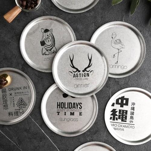 Japan Style Stainless Steel Round Cup Coasters Creative Coffee Shop Anti-Skid Insulation Pads Creative Placemats Tableware