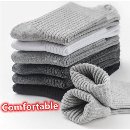 1 Pair Mens Cotton Socks Breathable Business Socks Hosiery Middle Tube Sweat Absorbing Soft Comfortable Dress Solid Casual Socks