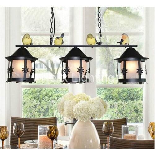 Newly 3L Black Vintage Pendant Lights L75cm LED AC Northern European Industrial Bird Lightings For Cafe & Bar Retro Pendant Lamp