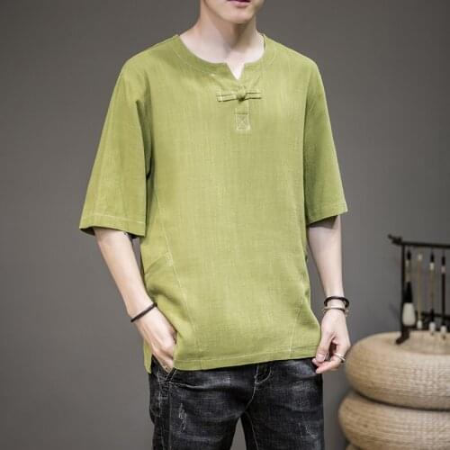 Asian Clothes Hanfu Traditional Chinese Clothing For Men Cotton Tang Suit Kung Fu Clothes Asian Streetwear T Shirt Tee FF2822