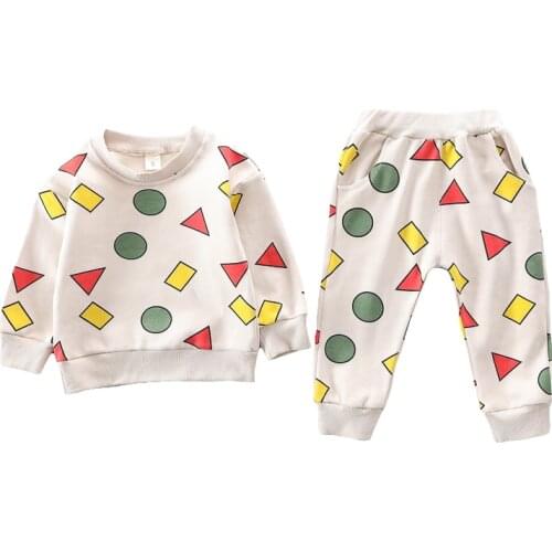 Autumn Baby Boys Girl Pyjamas Set 1-4Y Baby Sleepwears Long Sleeve Top + Pants 2-Pce Suit Children Homewear Cotton Clothing Set