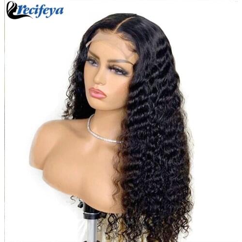 HD 5X5 Deep Wave Lace Closure Wig Remy Human Hair Lace Front Wigs Bleached Knots Wigs Lace Front Wig Deep Curly Human Hair Wigs