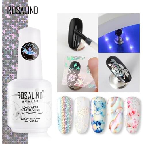 ROSALIND Transfer Gel Nail Polish Kit Need Tranfer Sticker For Manicure Nail art Set Gel lacquer Base top Coat Varnishes