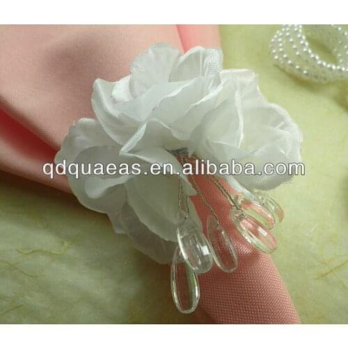 Pearl napkin rings silk flower napkin holder
