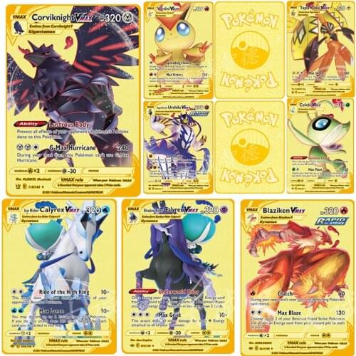 POKEMON CARD Vmax English Gold Card Victini Tapu Blaziken Corviknight Flapple Calyrex Celebi Urshifu favorite Vmax Toys for boy