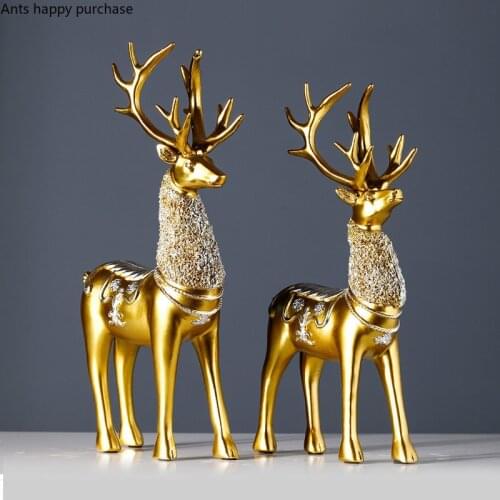 Resin Animal Ornaments Decoration Accessories Deer Elephant Horse Statue Set Combination Figurines Crafts Decoration Furnishings