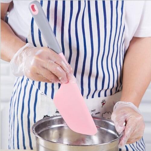 RSCHEF Baking tools non-slip long handle large cake scraper Pink food-grade non-slip long handle silicone smear knife