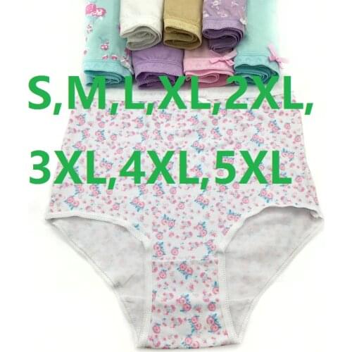 S,M,L,XL,2XL,3XL,4XL,5XL Plus Size Womens Cotton Briefs Ladys Underwear Panties 100%Cotton Briefs for female 4-pack
