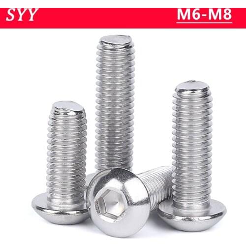 M6 M8 ISO7380 Long Screw 304 Stainless Steel Round Head Screws Mushroom Hexagon Hex Socket Button Head Super Long Screw Bolt