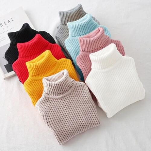 Girls Turtleneck Knitting Sweater Winter Children Clothes Girls Thickening Warm Bottom Sweater Candy Colors Pullovers New Year