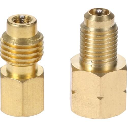 Yetaha R1234yf Hose Adapter 1/2'' ACME LH Left Hand 1/4'' SAE Female FL Brass Valve Core Car Air Conditioning Tools Fitting