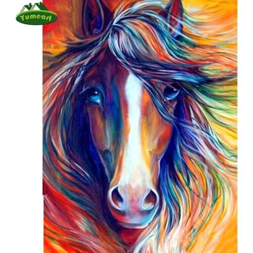 YUMEART DIY 5D Cube Diamond Mosaic Embroidery Diamond Drawing Painting Animal Horse Rhinestones Cross Stitch Mosaic Home Decor