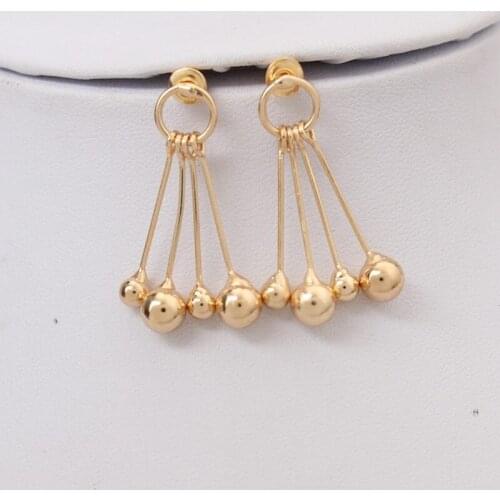 Size ball umbrella bead earrings retro jewelry gold geometric round metal earrings gift for women