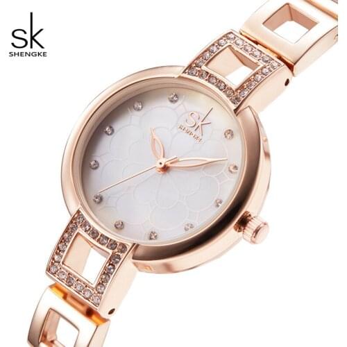 Shengke Women Quartz Watches Brand Luxury Stainless Steel Bracelet Clock Lady Dress Watch Reloj Mujer 2019 Female Gift #K0019