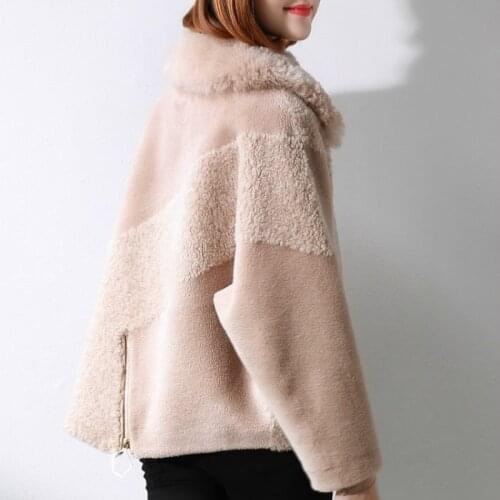 Winter Autumn Jacket Women Sheep Shearing Fur Coats Female Short Natural Wool Overcoat Warm Spring Clothes LWL244882