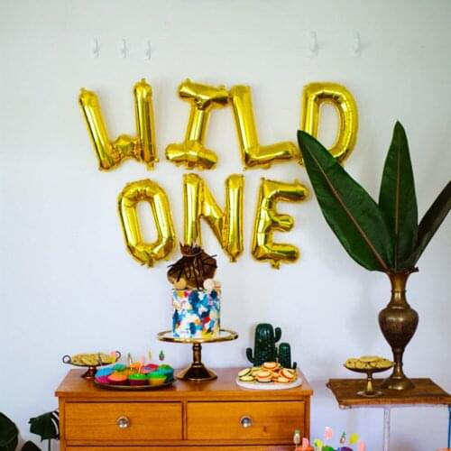 1set 16inch Rose gold Wild One/One Foil Balloons Baby Shower 1st Birthday Party Decoration balloons children ONE Year Old Globos