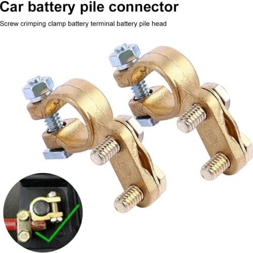 1Pair Car Battery Terminal Connector Thick Brass Top Post Terminal Wire Cable Clamp Electric Connector Clamps Auto Accessorries