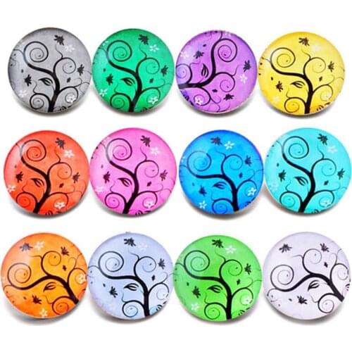 10pcs/lot MIX Tree of life Snap Button 18mm Glass Snaps Button Jewelry Charms DIY Bracelet Necklace Snaps Jewelry ZB393