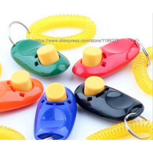 100pcs Pet Dog Click Trainer Dog Training Clicker And Whistle Combination Repeller Aid Key Ring Wrist Strap