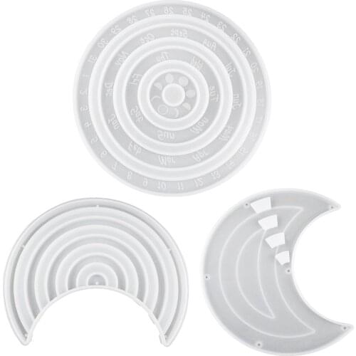 3Pcs DIY Perpetual Calendar Resin Mold Rotatable Circular Wall Calendar Silicone Mold Adjustable Calendar Crystal Epoxy Mold