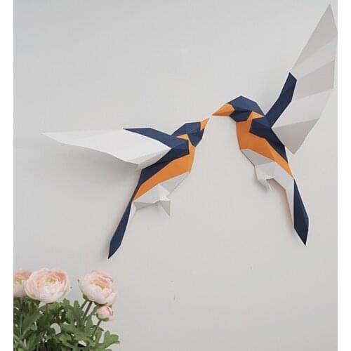 3D Paper Model Handmade 2pcs Bird DIY Wall Papercraft Home Decor Wall Decoration Puzzles Educational DIY Kids Toys Gift