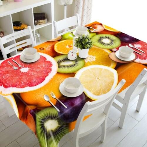 3D Tablecloth Rich Fruit Pattern Happy Family Merry Christmas Washable Cloth Thicken Rectangular and Round Wedding Table Cloth
