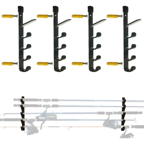 4PCS/LOT HORIZONTAL MOUNTED FISHING ROD HOLDER STORAGE RACK - Hold to 10 RODS WALL MOUNT