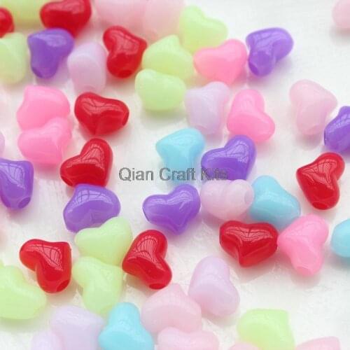 600pcs Glitter jelly heart Bead Hearts For Kandi Rave bracelets hair sparkle Rainbow Craft bubblegum necklace kid 12mm