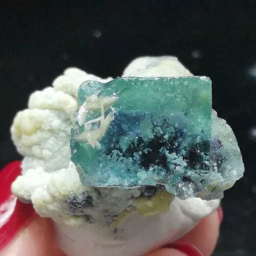8.6gNatural rare green purple heart fluorite mica associated mineral specimen stone and crystal healing QUARTZ GEM