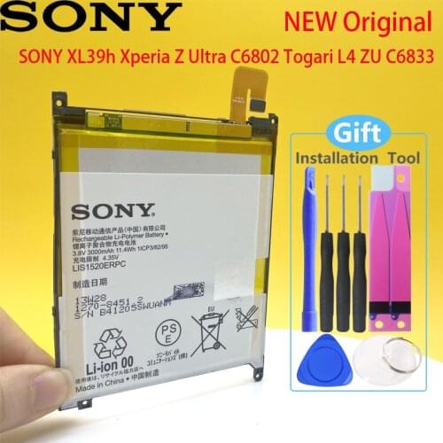 SONY XL39h Xperia Z Ultra C6802 Togari L4 ZU C6833 High Quality Battery 100% Original LIS1520ERPC 3000mAh