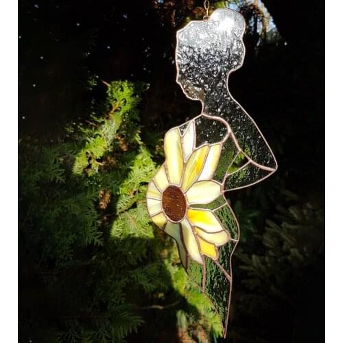 Acrylic Pregnant Mother Sunflower Art Hanging Ornament Plastic Chandelier Ornament Home Decor for Mothers Day Birthday Gift