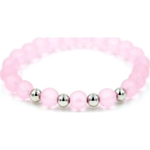 BPPCCR Crystal Matte Pink quartz stone Bead Bracelet Copper bead 6mm chakra women Bracelets Reiki Chakra Energy Bracelet Jewelry