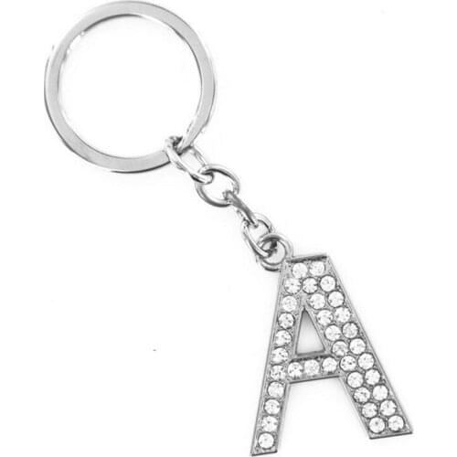 Letter Pendant Keychain Crystal Rhinestone Alphabet Key Ring Initial Capital Letter A-Z Jewelry Chain Unisex Key Chain Gifts New