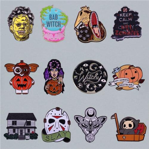Terror Haunted House Brooch Interesting Metal Enamel Badge Denim Hat Badge Collar Jewelry Halloween Gift Trend Versatile Pin