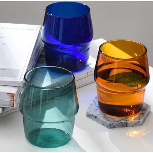 Color Glass Nordic Style High Borosilicate Heat Resistant Color Glass Coffee Cup Retro Breakfast Milk Juice Cup 300ml Wine Glass
