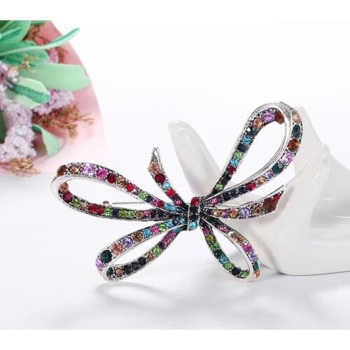 Color Rhinestone Bow Brooch Brooches for Women Enamel Brooch Pins Jewelry Accessories