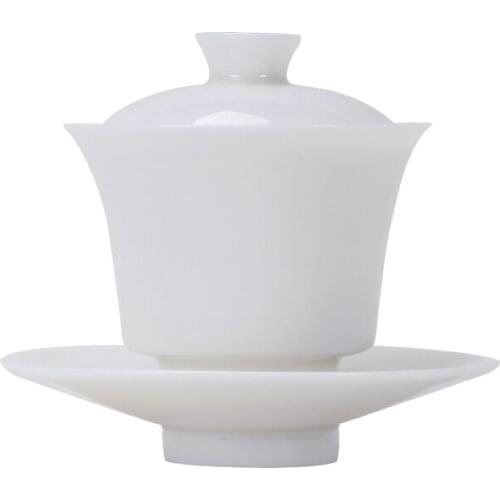 Dehua White Jade Porcelain with Lard, caps bowls, Chinese tea cups (Style 2), exquisite crafts tea ceremony supplies
