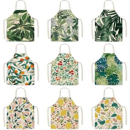 Home Printed Linen Apron With Floral Print Adult Children Advertising Cartoon Apron