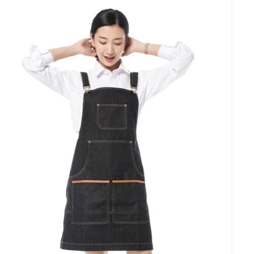 SunYue Denim apron, barista overalls, barbecue apron, women apron, custom logo. Kitchen Apron, baking overalls