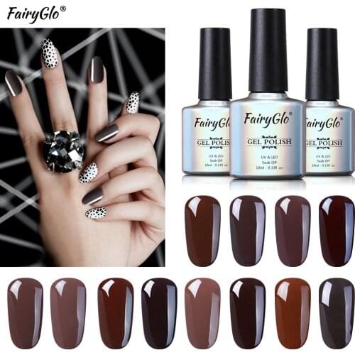 FairyGlo 10ML Coffee Brown Nail Gel UV LED Paint Gellak Lucky Lacquer Soak Off Semi Perment Enamel Hybrid Gel Varnish Gelpolish