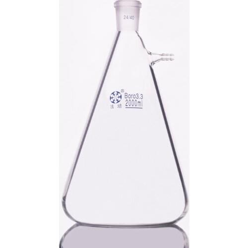 Filtering flask with side tubulature,Capacity 2000ml,Ground mouth 24/40,Triangle flask with tubules,Filter Erlenmeyer bottle