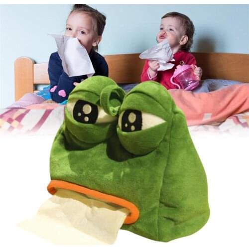 Cute Cartoon Sad Frog Tissue Box Napkin Paper Container Creative Funny Home Car Tissue Dispenser Home Shop Decoration #20