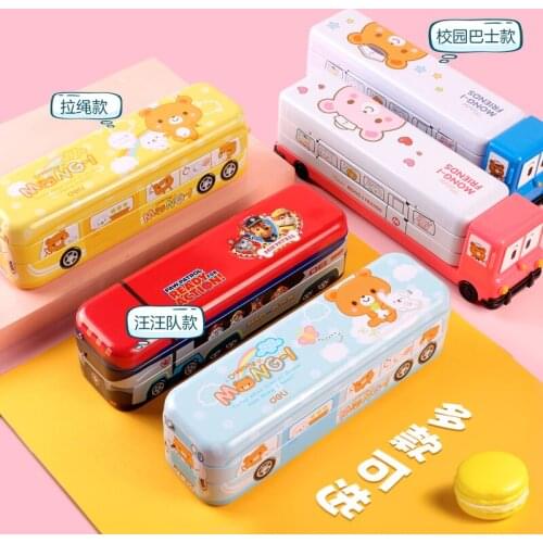 Cute Multi-function Pencil Case Creative New Car Stationery Box Three layer High Capacity Thickened Tinplate Pen Box
